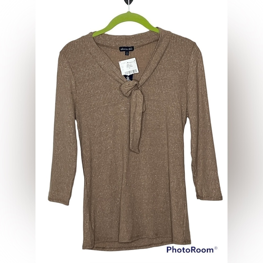 NWT Olivia Blu Metallic Striped Top Sz Small